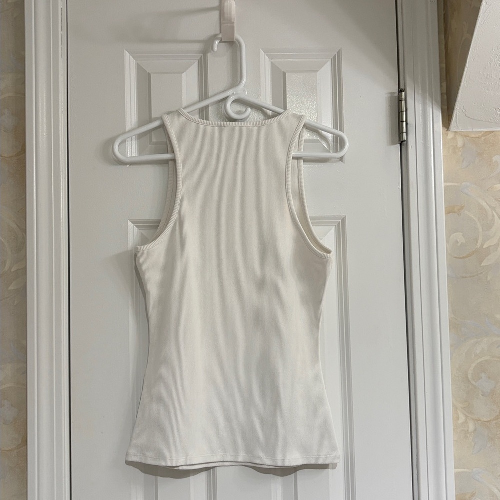 White House Black Market ForMe White Ribbed Stretch Tank Top - Picture 6 of 8